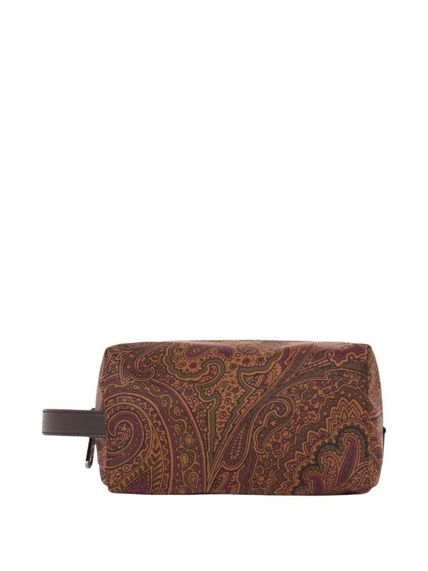 Etro Rectangular Nylon Pouch With Paisley And Arnica Motif