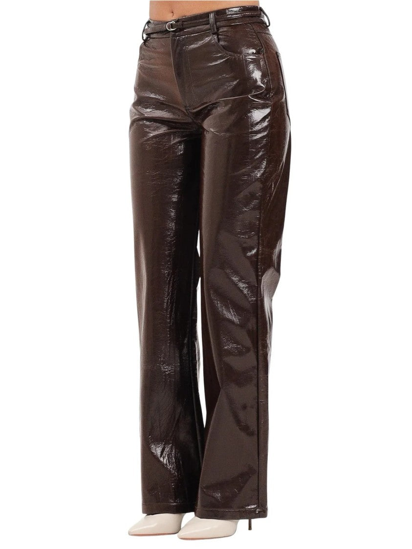 Tpn Straight-Leg Trousers With Glossy Textured Finish
