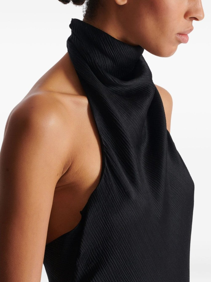 Balmain Black Backless Draped Detail Rear Top
