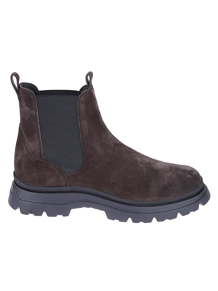 Hogan Brown Suede Chelsea Boots With Memory Foam Comfort