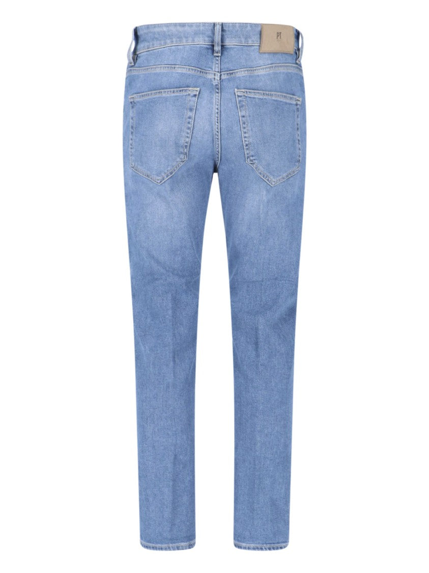 Pt Torino Blue Straight-Leg Stretch Cotton Jeans