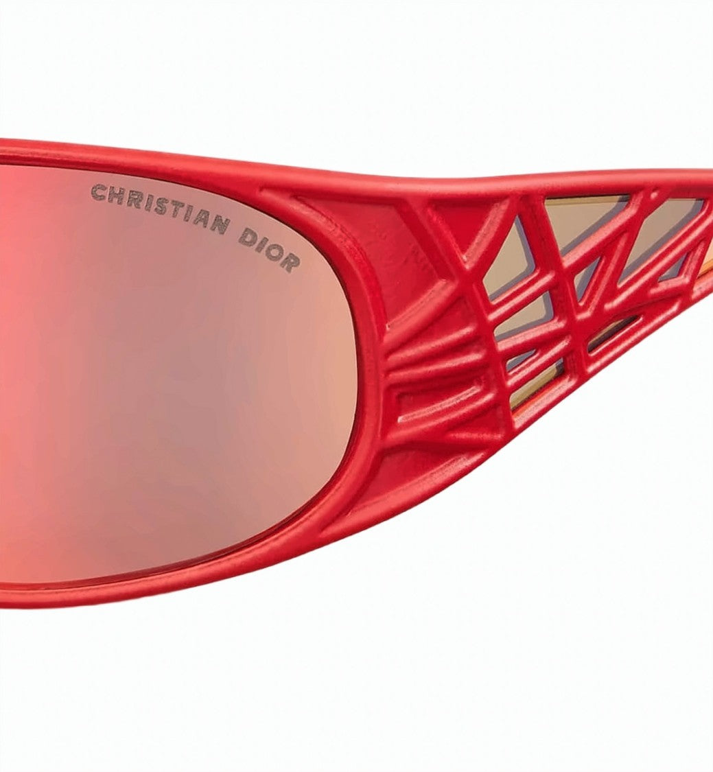 Christian Dior Red Futuristic Mirrored Gradient Lens Sunglasses