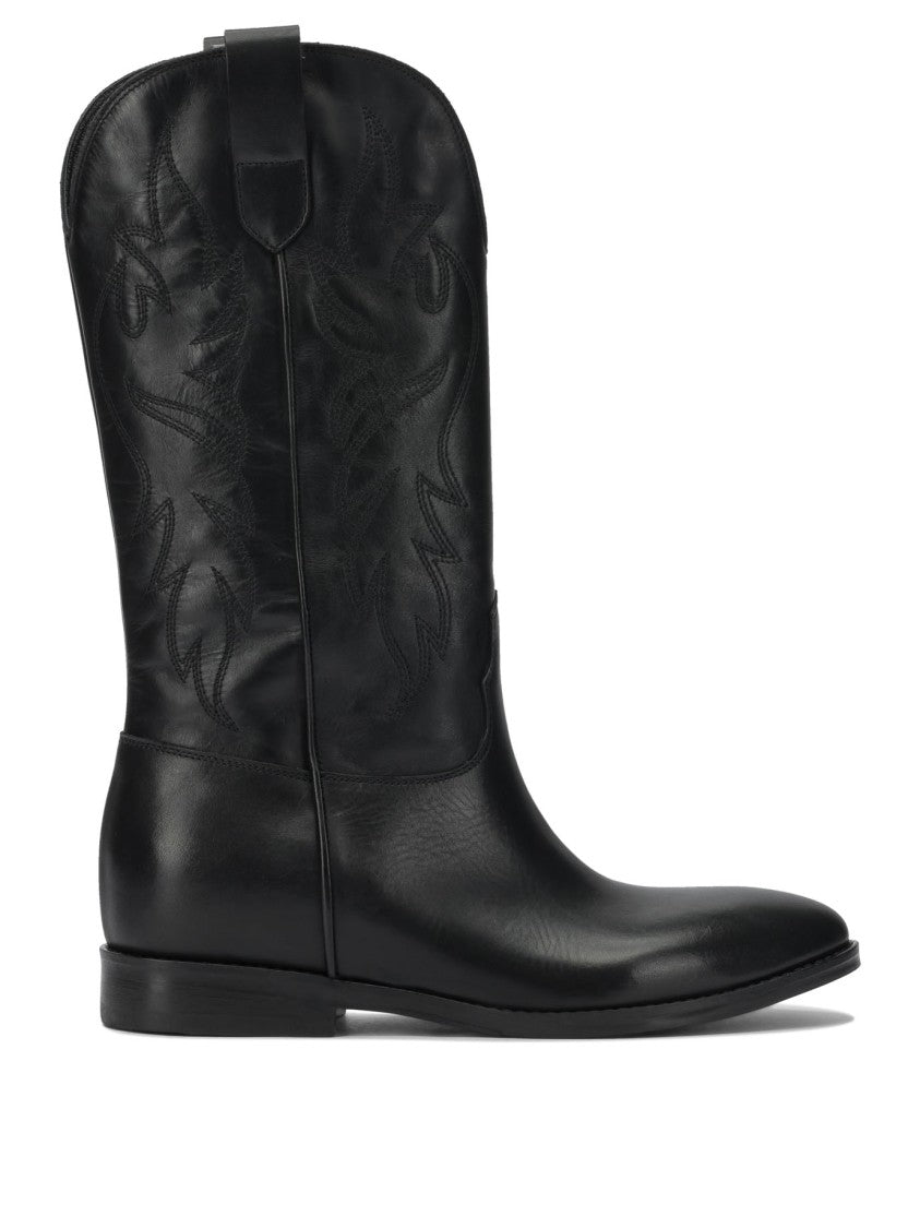 Strategia Mid-Calf Leather Ankle Boots With Pointed Toe