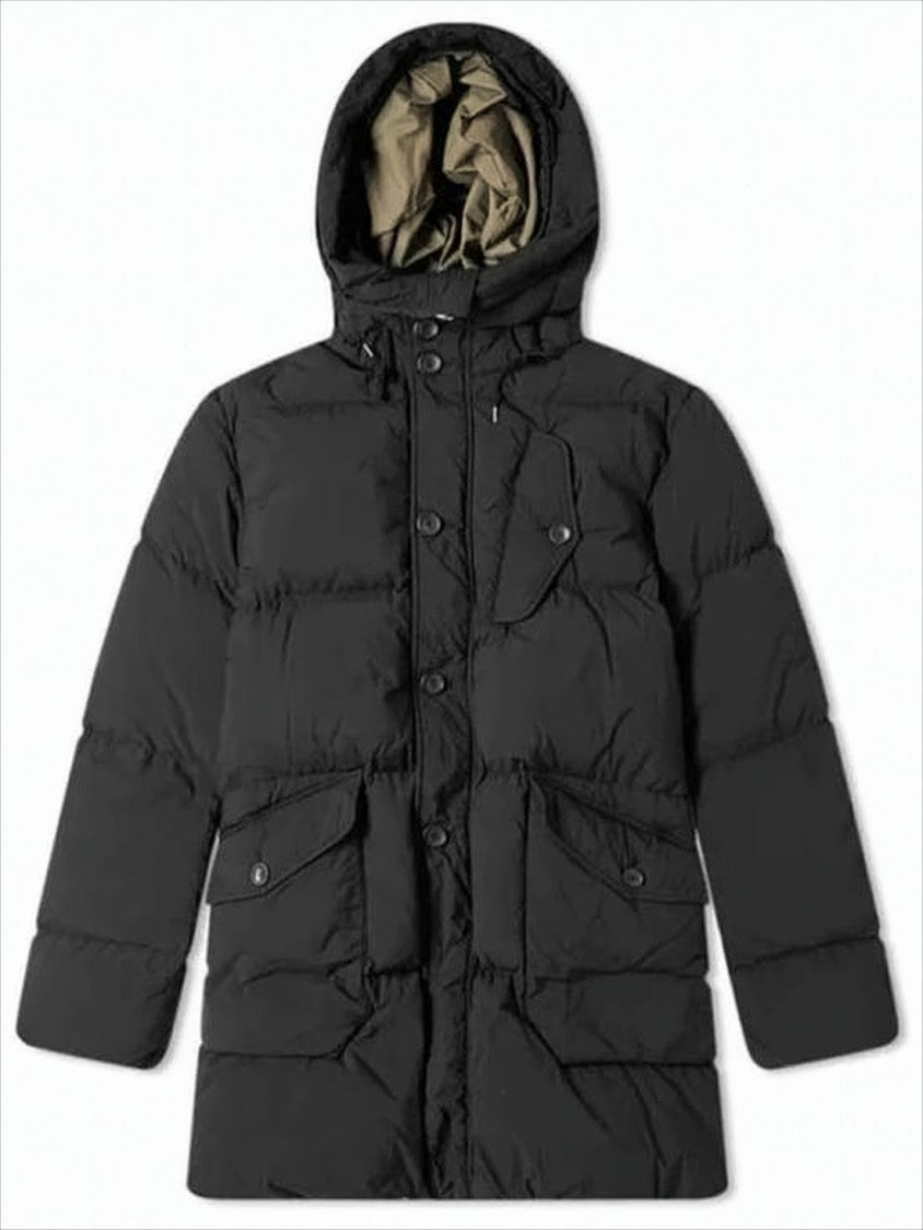 Ten C Quilted Down Coat With Hood And Functional Pockets