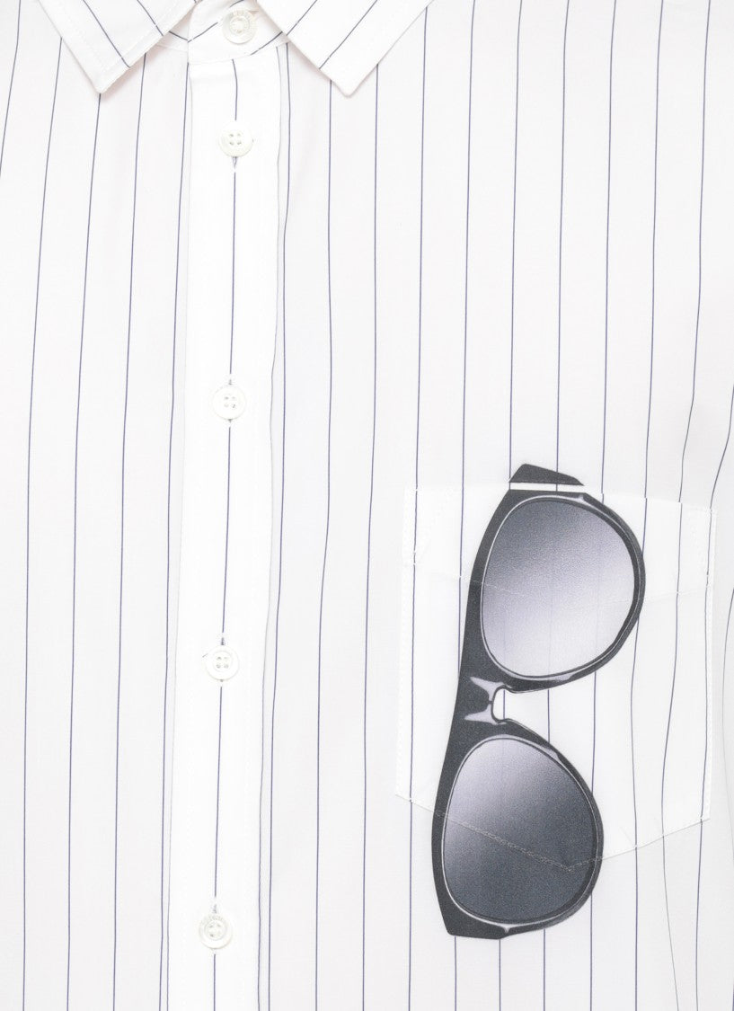 Moschino White All-Over Striped Sunglasses Pocket Shirt