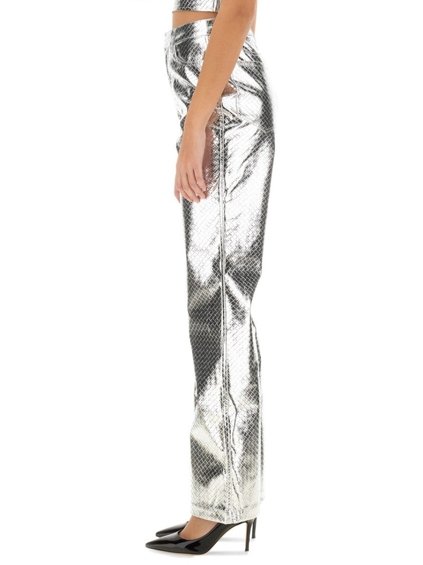 Rotate High-Waisted Metallic Finish Straight Leg Pants