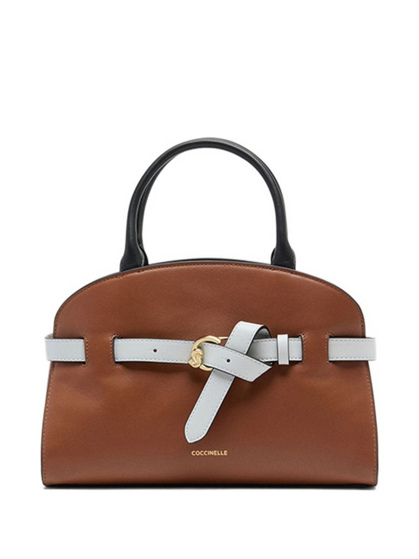 Coccinelle Structured Brown Handbag With Black Accents