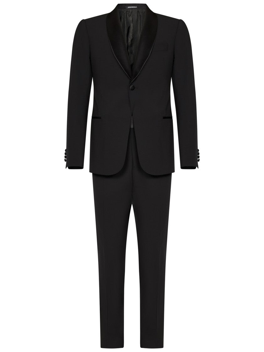Emporio Armani Tailored Black Virgin Wool Suit With Satin Lapel