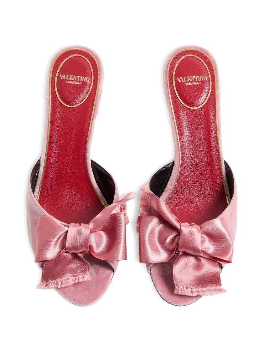 Valentino Pink Vg Marie Velvet Bow Sandals