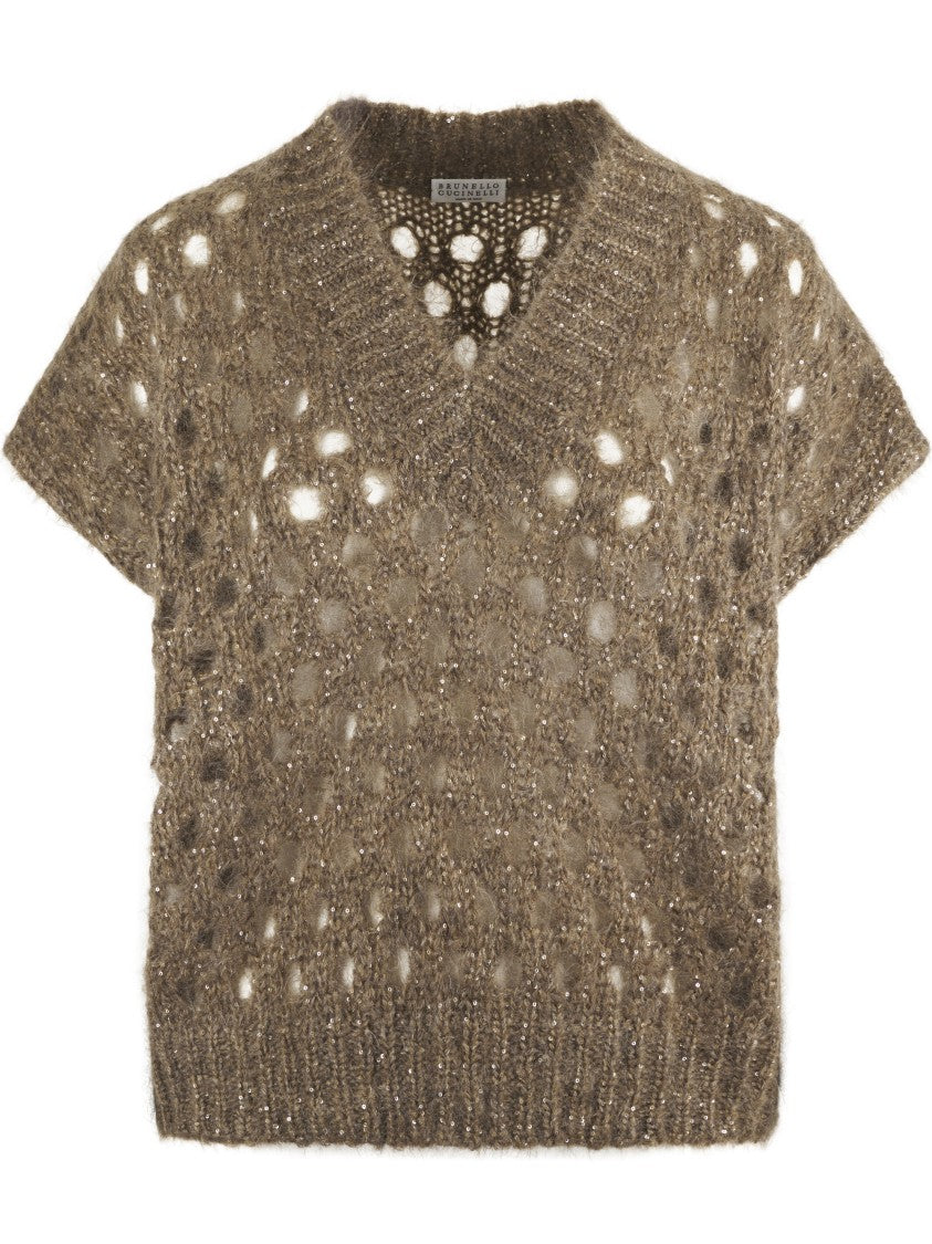 Brunello Cucinelli Textured V-Neck Knitted Vest