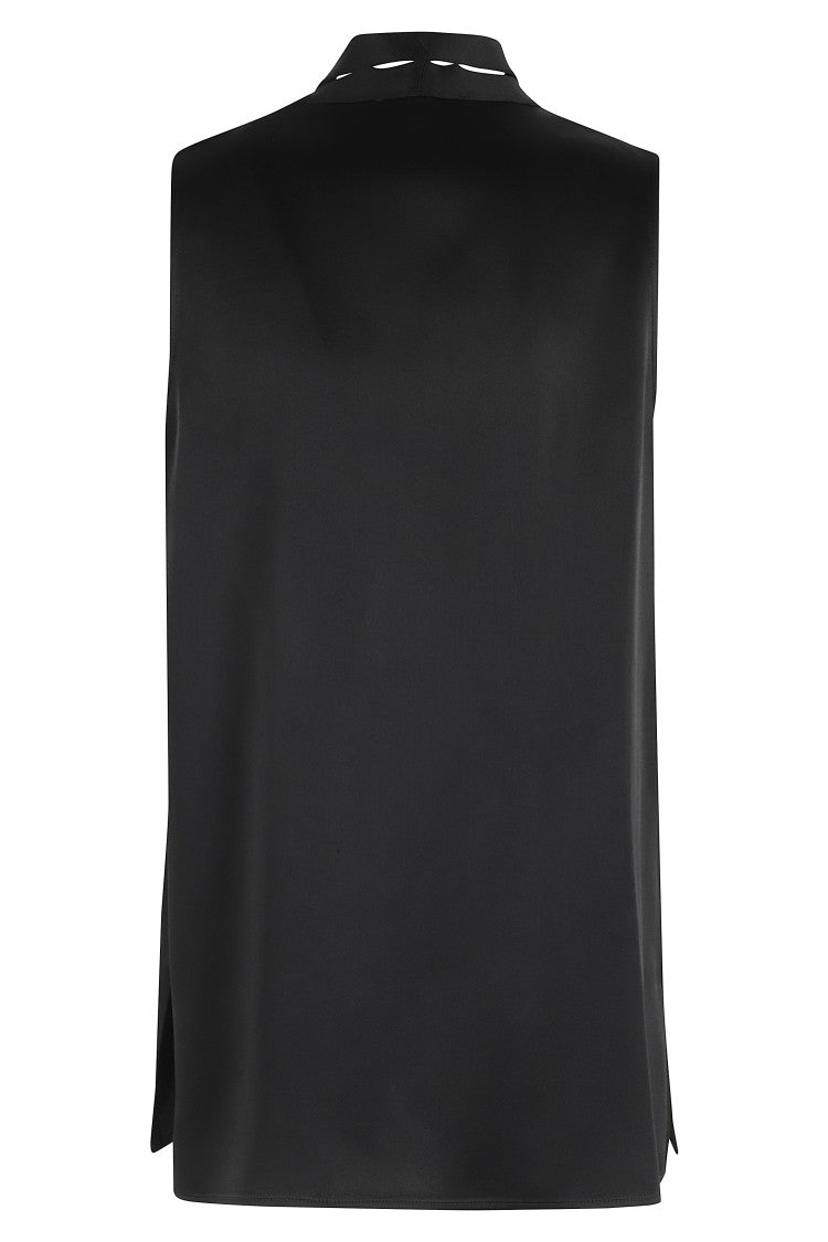 Antonelli Sleeveless Black Top With Built-In Scarf