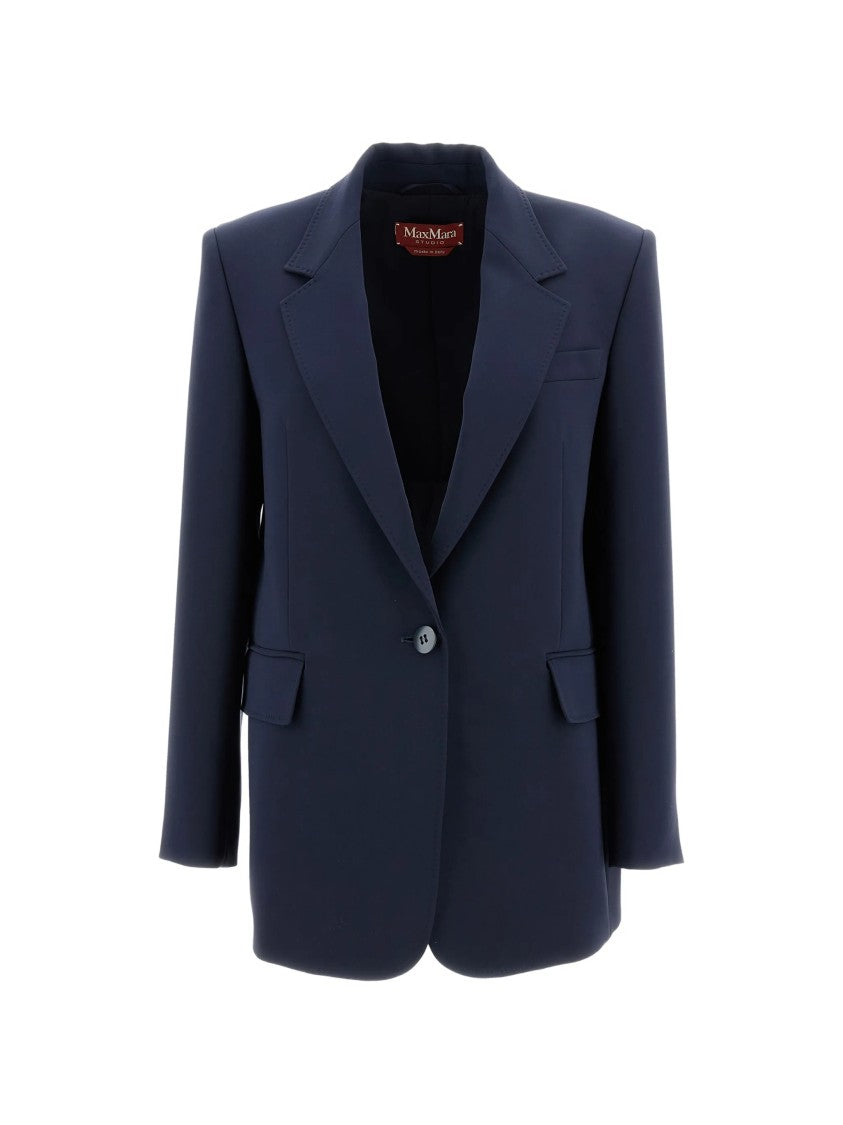 Max Mara Navy Bosco Structured Fabric Blazer
