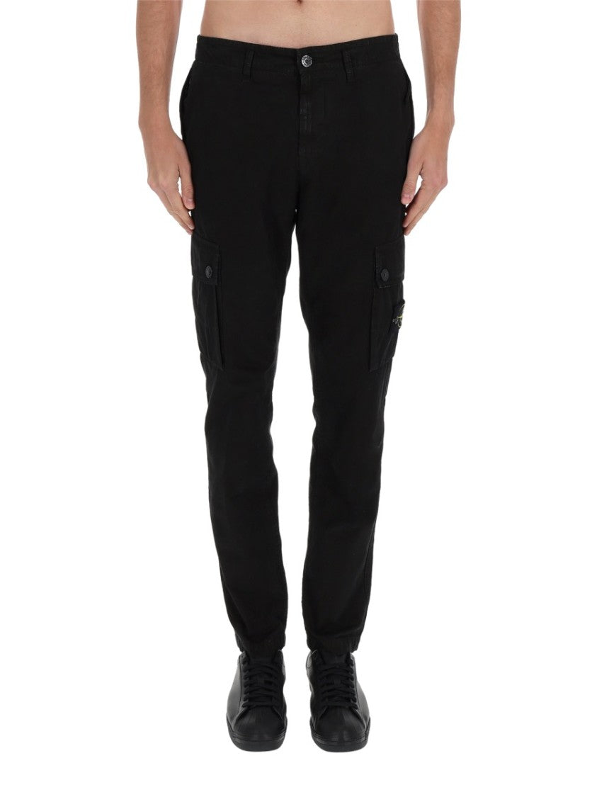 Stone Island Neutrals Logo Patch Cotton Cargo Pants