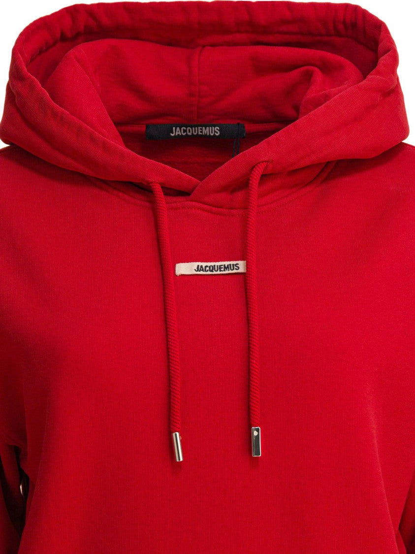 Jacquemus Cropped Hoodie With Drawstring And Logo Patch