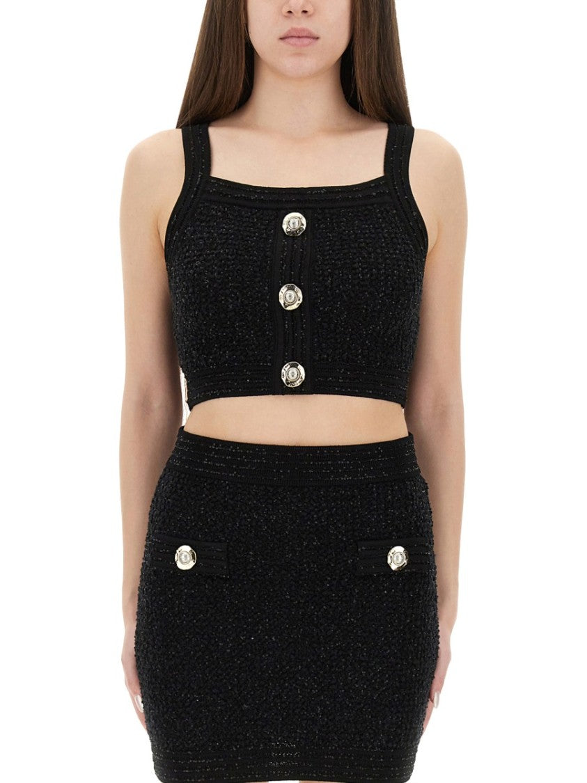 Balmain Classic Tweed Crop Top