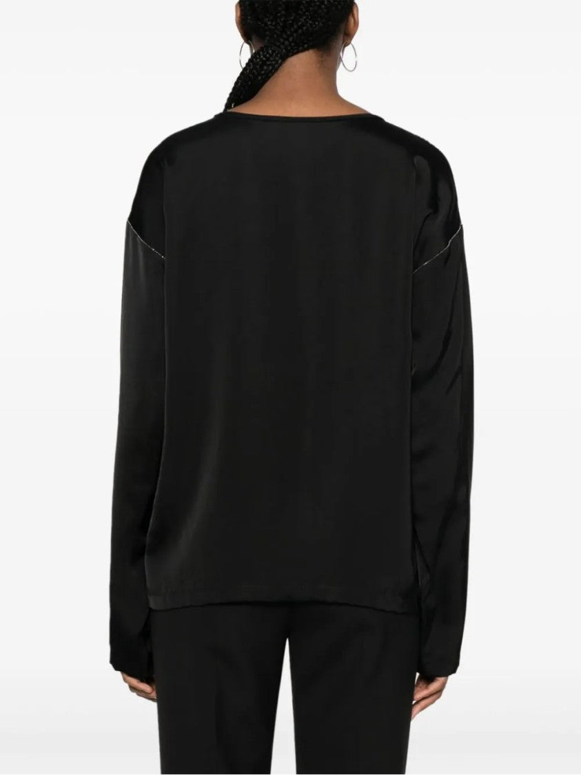 Fabiana Filippi Black Long-Sleeved Viscose Top
