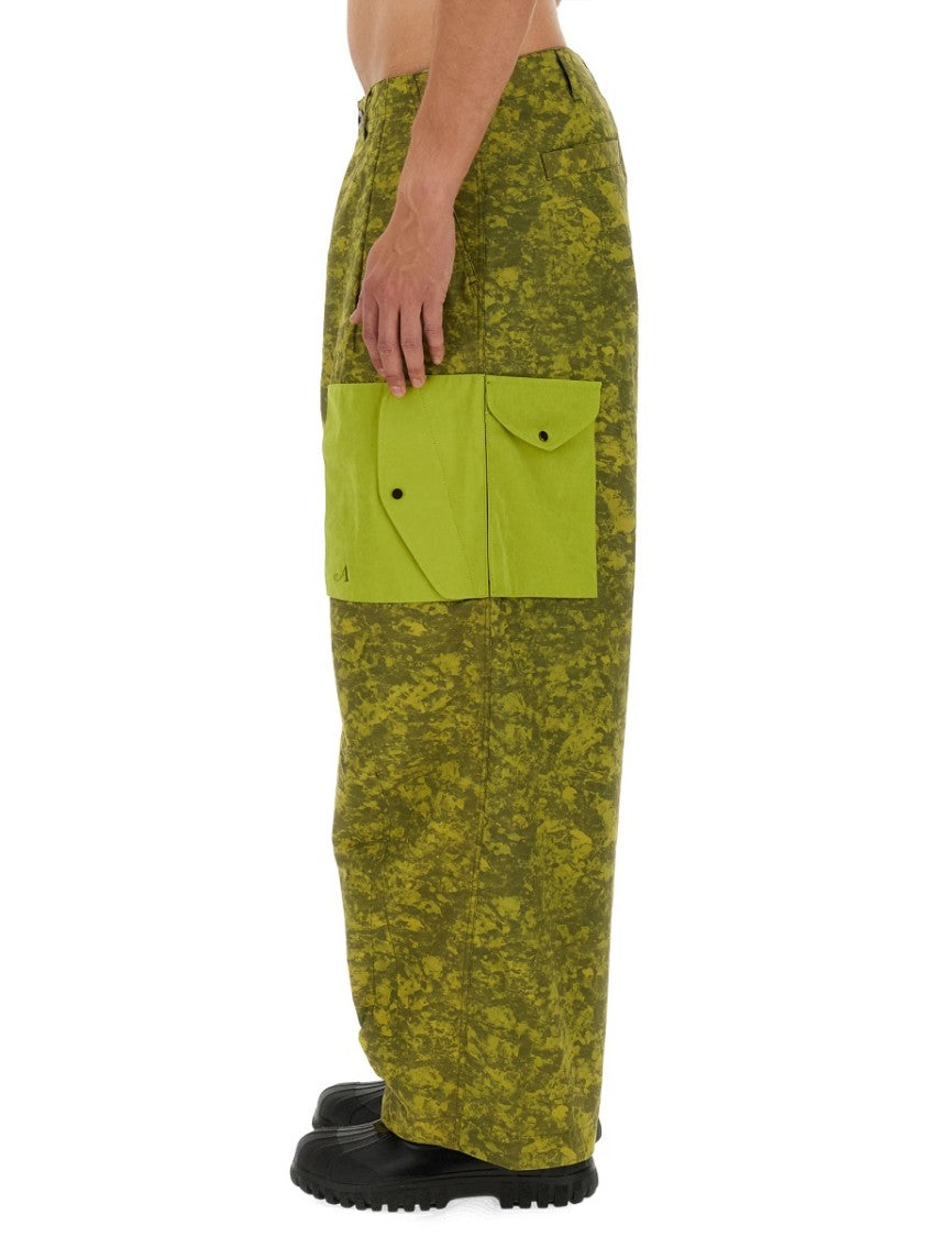Ten C Wide-Leg Cargo Pants With Textured Pattern