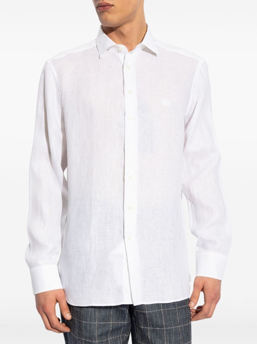 Etro Long Sleeve White Linen Shirt