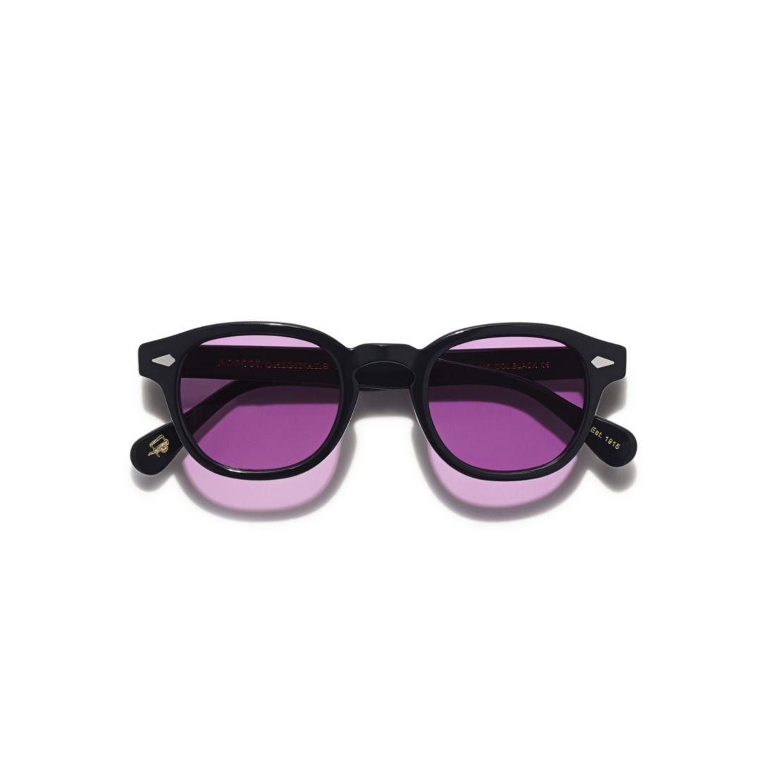 Moscot Black Or-Lmb2-S Glossy Acetate Round Sunglasses
