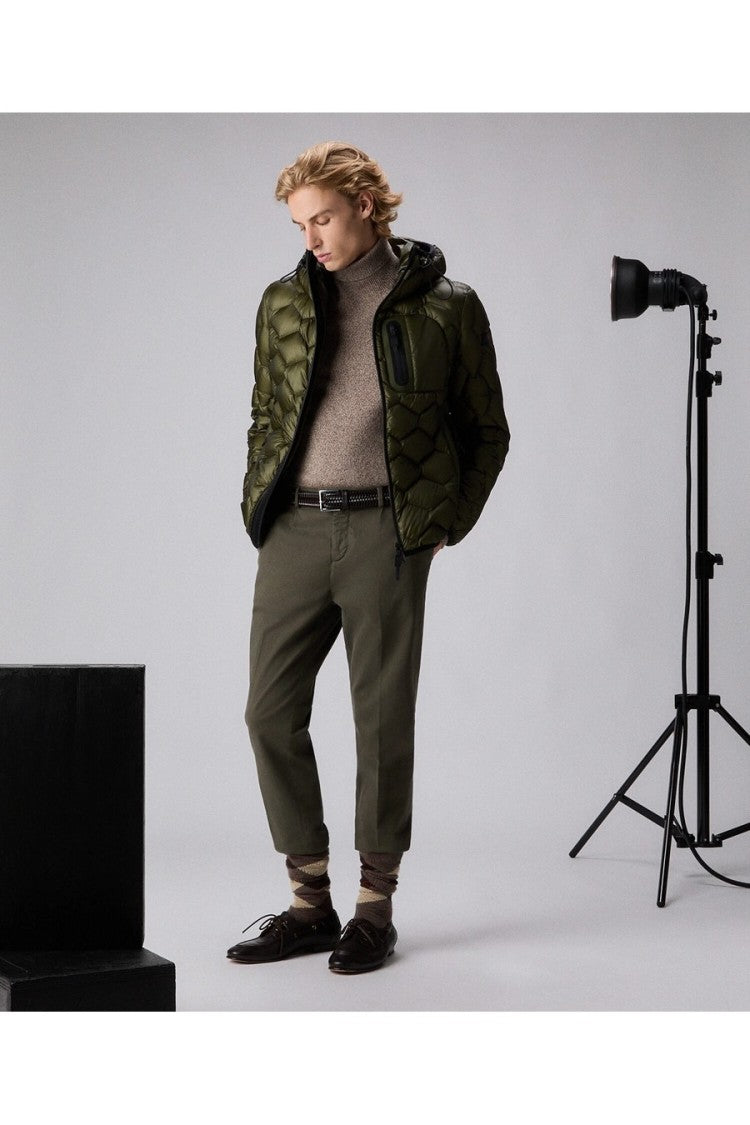 Peuterey Green Nylon Quilted Down Jacket