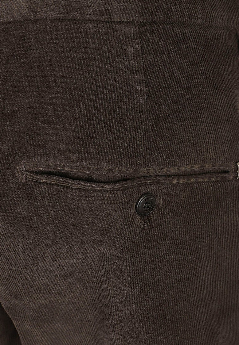 Dondup Slim-Fit Brown Corduroy Trousers With Cuffed Hems