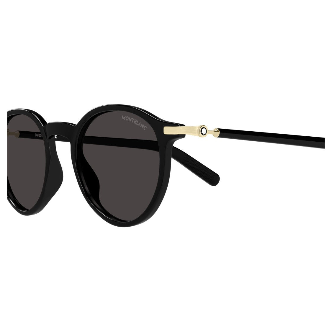 Montblanc Rounded Frame Sunglasses With Glossy Black Finish