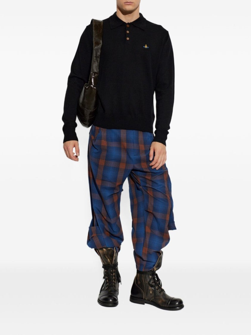 Vivienne Westwood Long-Sleeve Black Cotton Polo Shirt