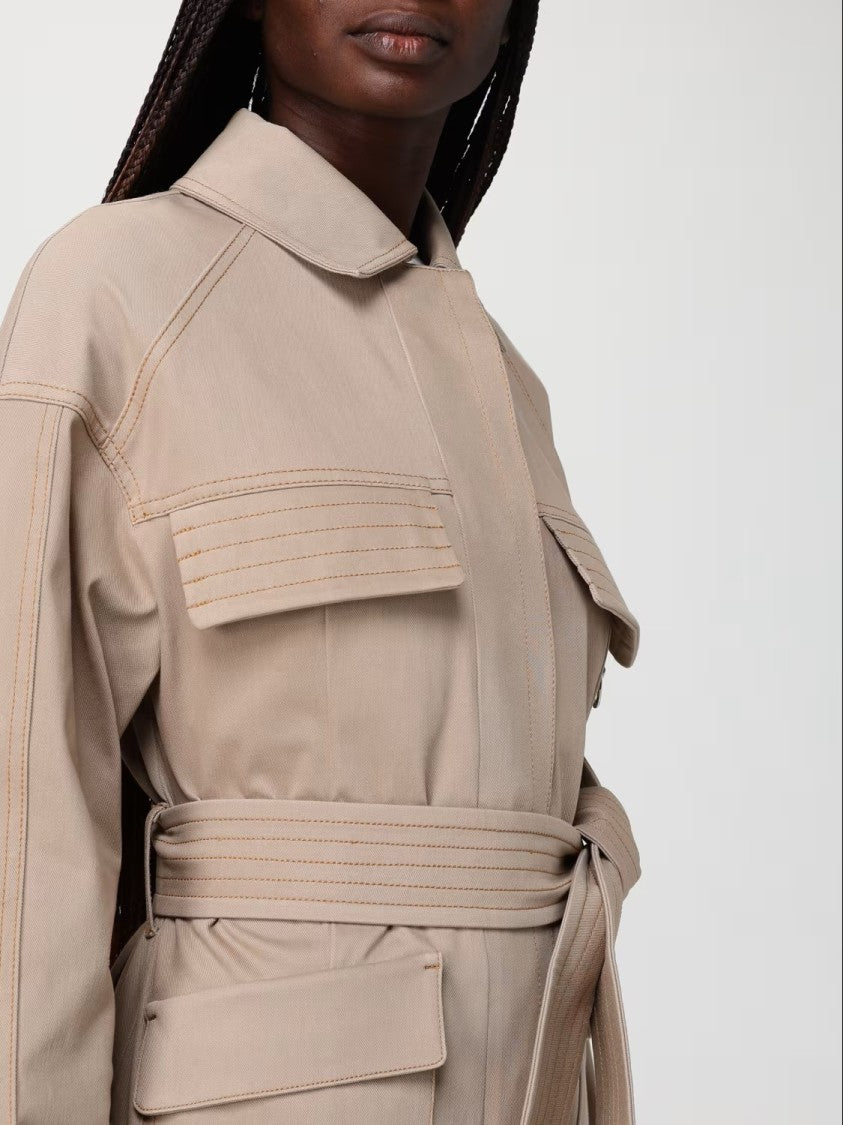 Max Mara Structured Beige Jacket With Belted Waist