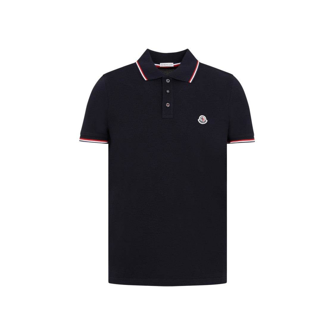 Moncler Cotton Polo T-Shirt With Signature Tri-Color Trim