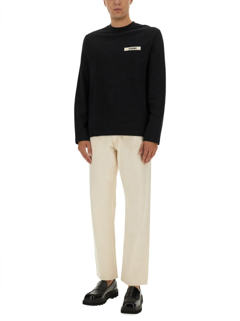 Jacquemus Neutrals Left Chest Logo Cotton T-Shirt