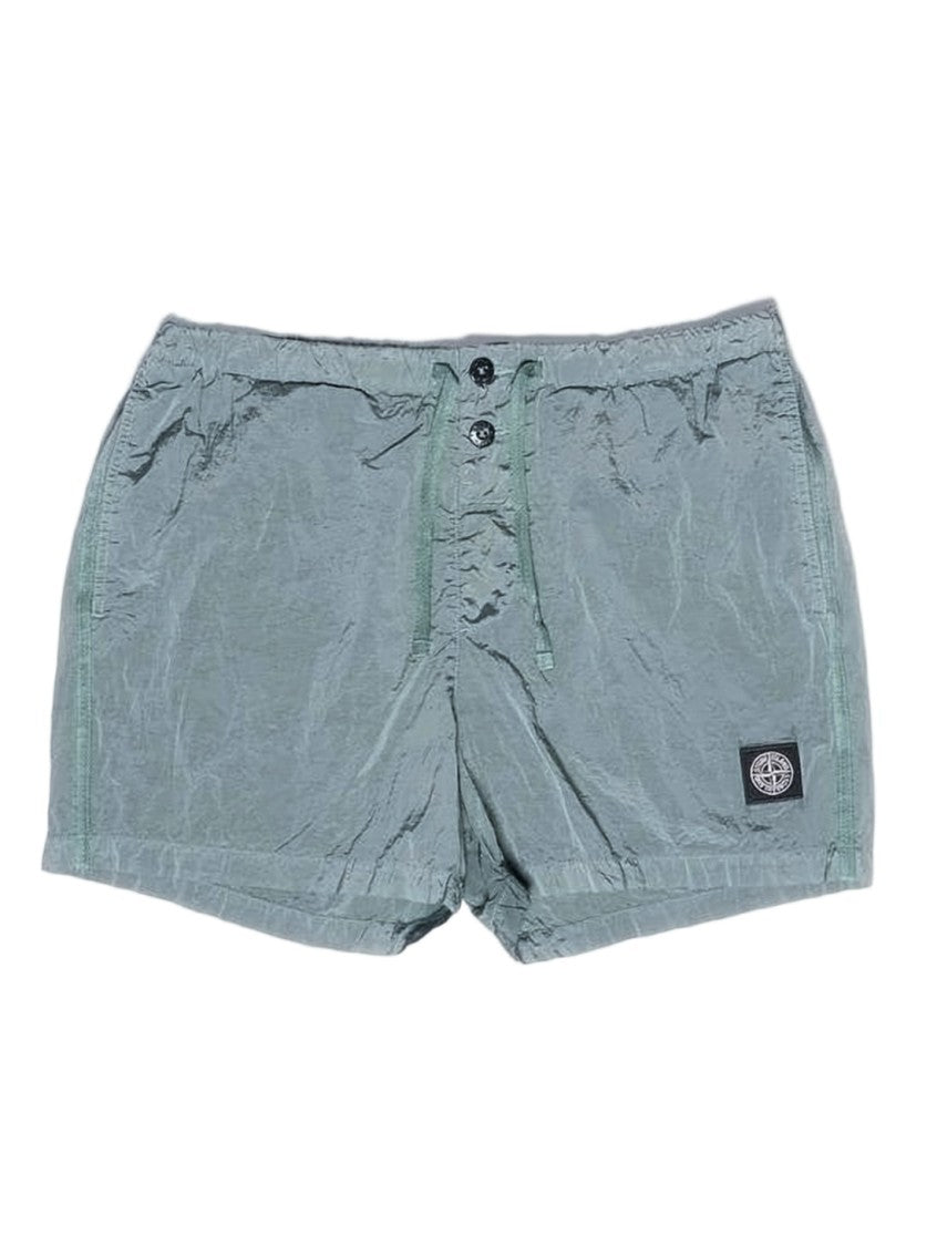 Stone Island Green Relaxed-Fit Swim Shorts With Drawstring Waistband