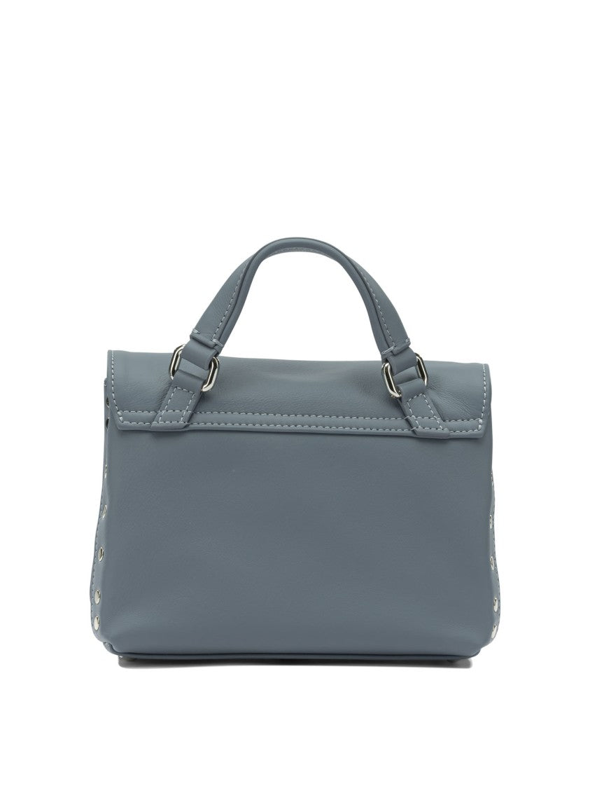 Zanellato Structured Blue Leather Handbag With Turn-Lock Closure