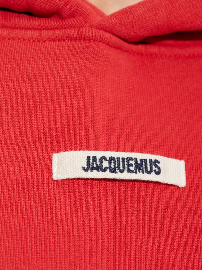 Jacquemus Cropped Red Sweatshirt With Hood