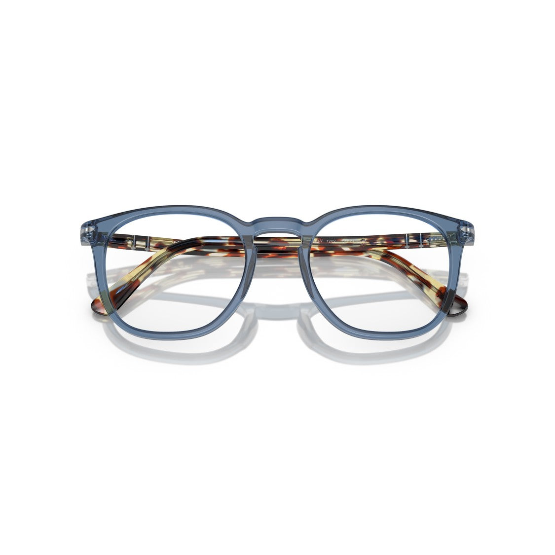 Persol 0Po3318v Rounded Square Eyeglasses With Translucent Blue Front