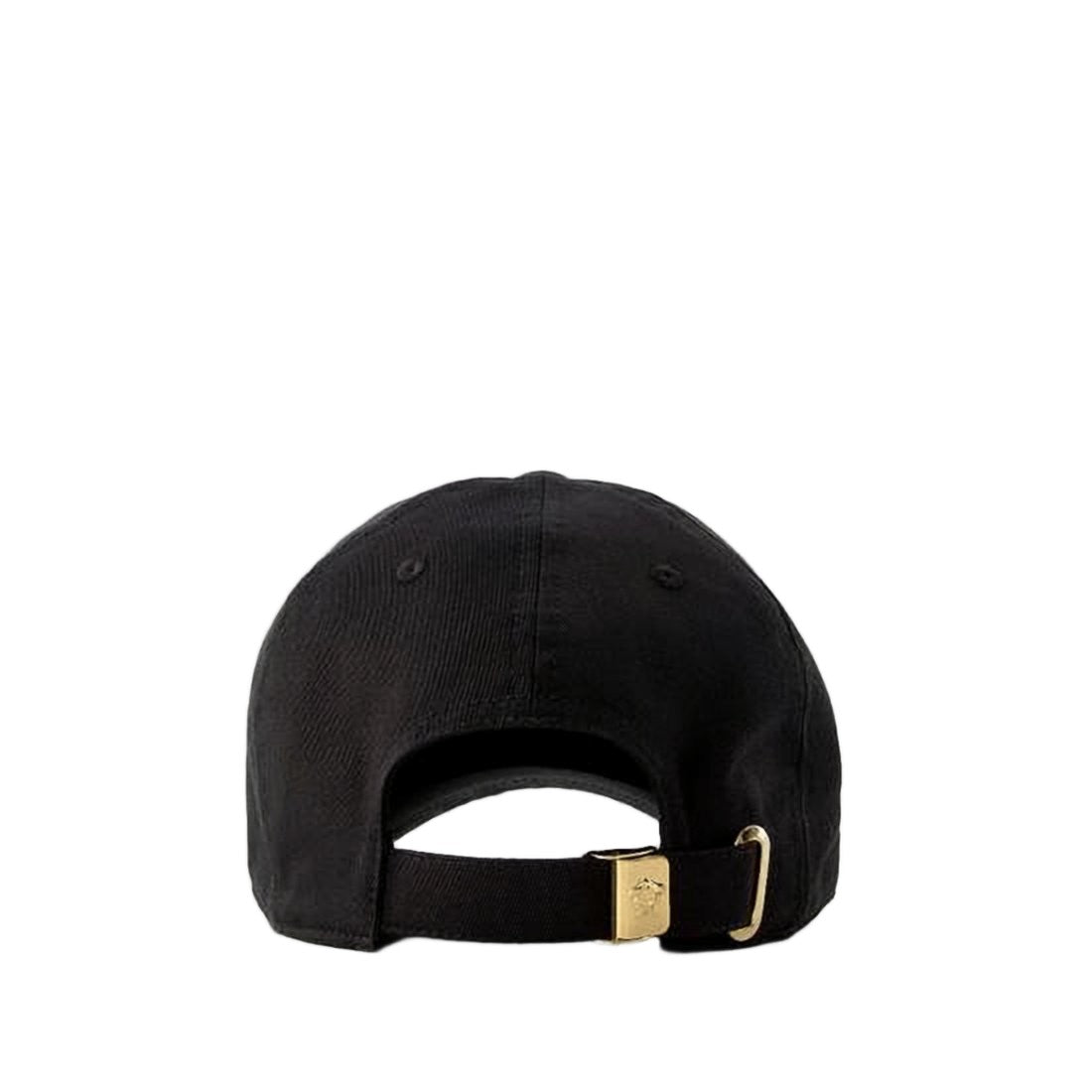 Versace Structured Black Cotton Baseball Cap With Gold Embroidery