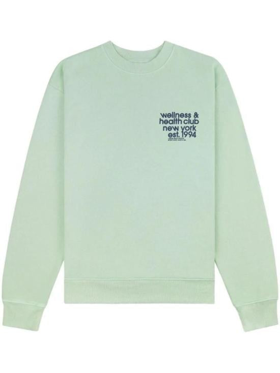 Sporty And Rich Pastel Green Long-Sleeve Crewneck Sweatshirt With Wellness Club Print