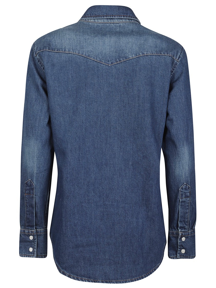 A.P.C. Denim Pearl Snap Button Shirt