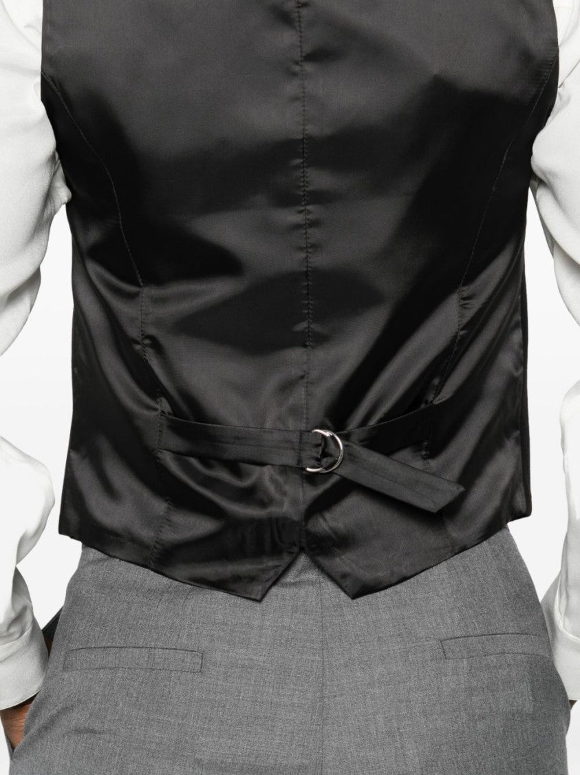 The Frankie Shop Black Tailored V-Neck Adjustable Vest