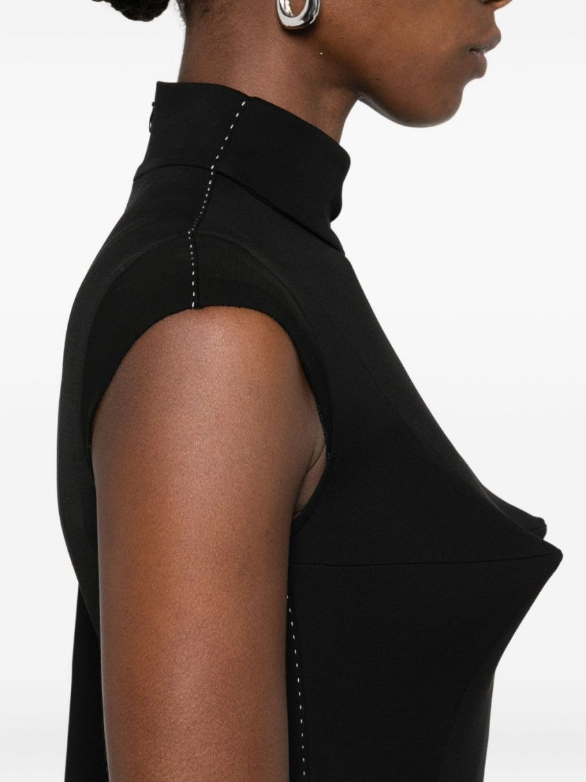 Jean Paul Gaultier Black Asymmetric Hem Fitted Bodice Dress