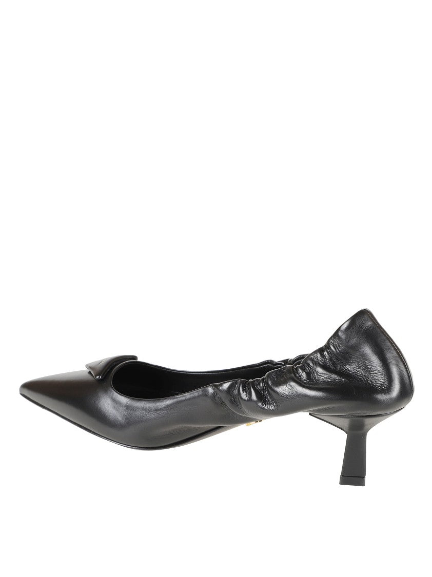 Prada Pointed Toe Pumps With Unique Gathered Design