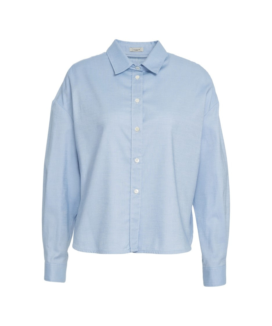 Himon's Cropped Blouse With Classic Collar And Buttoned Cuffs