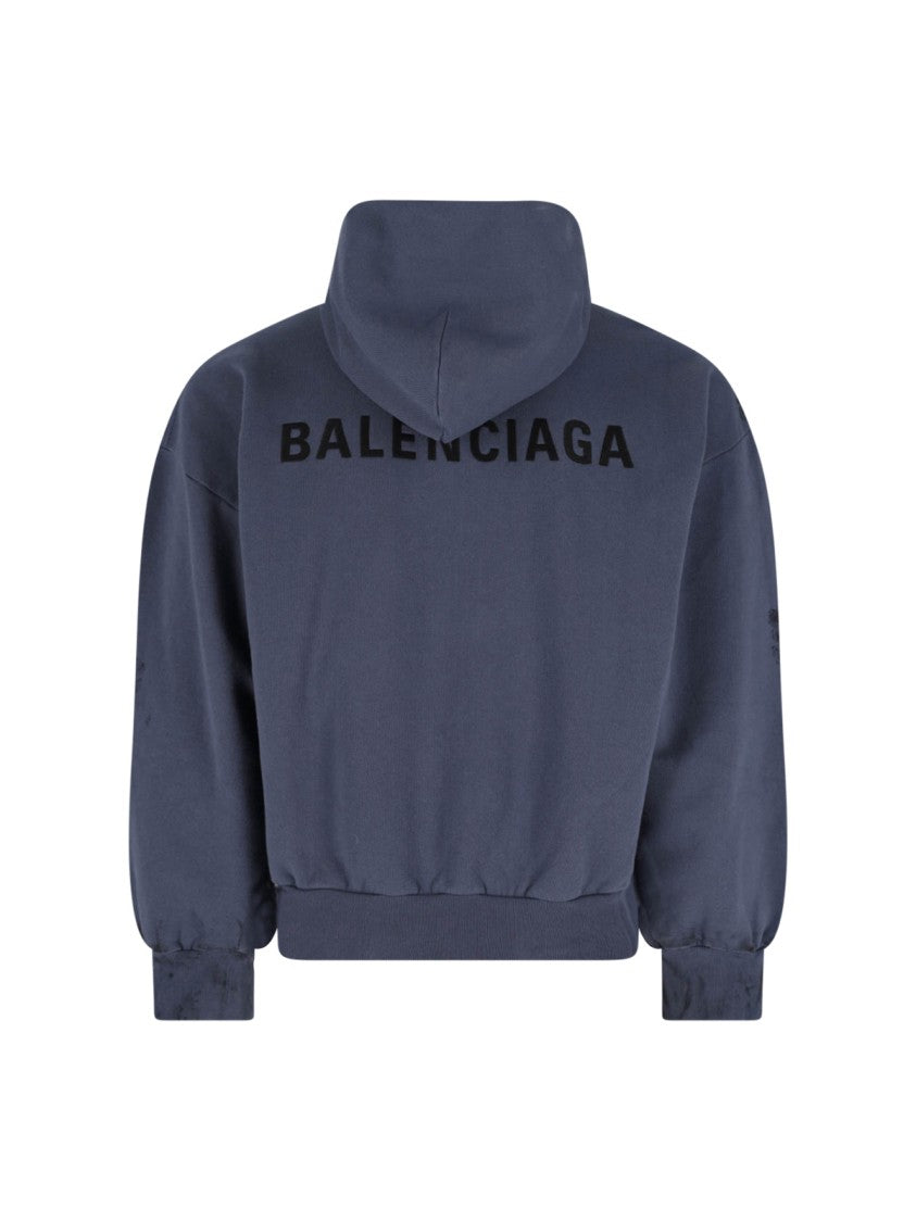 Balenciaga Logo Zip Hoodie – Blue