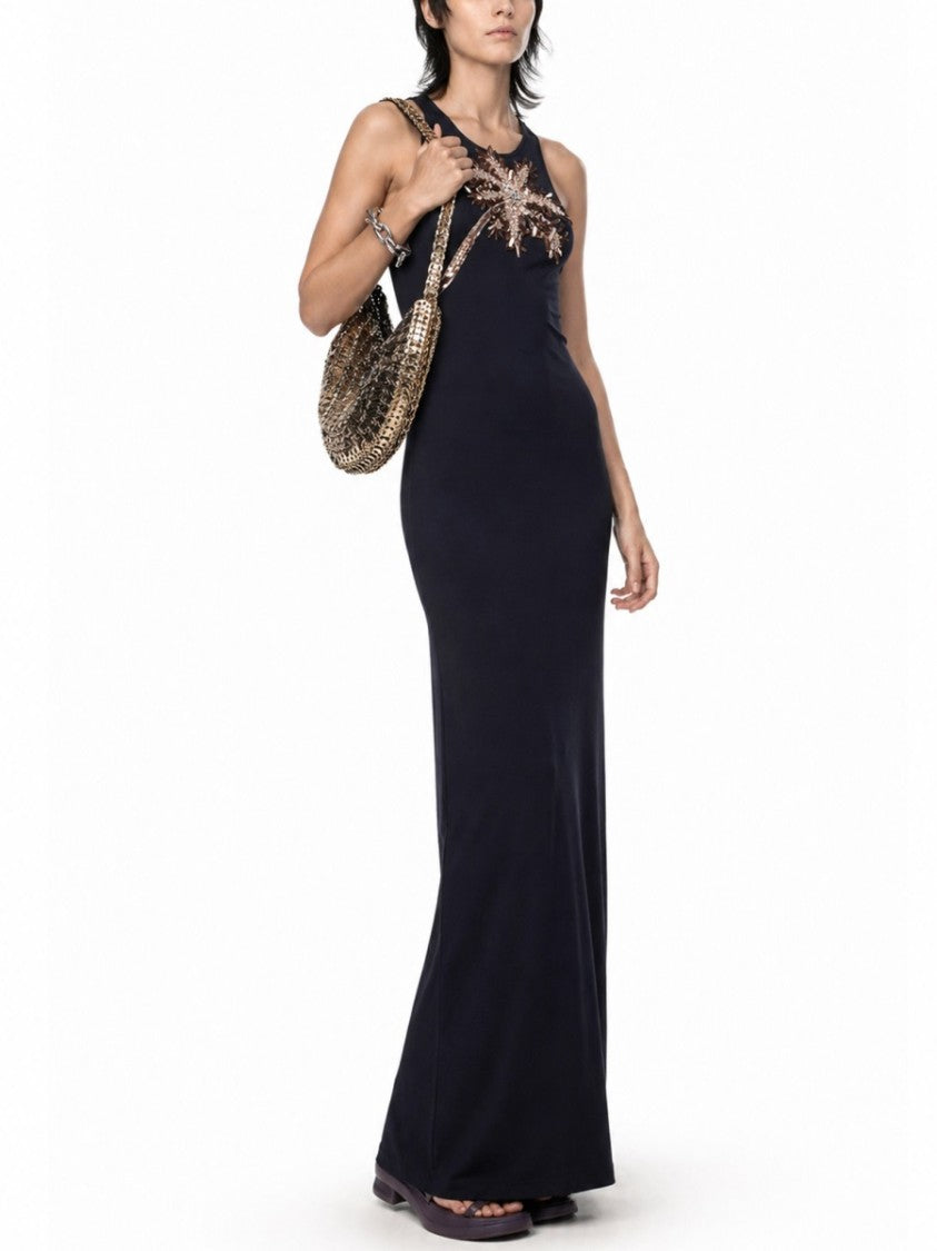 Rabanne Sleeveless Palm Tree Sequin Dress