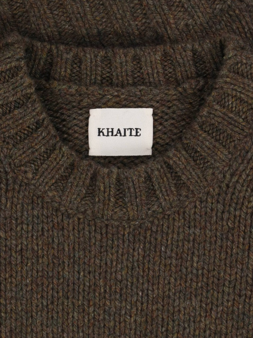 Khaite Green Gemma Ribbed Crewneck Cashmere Sweater