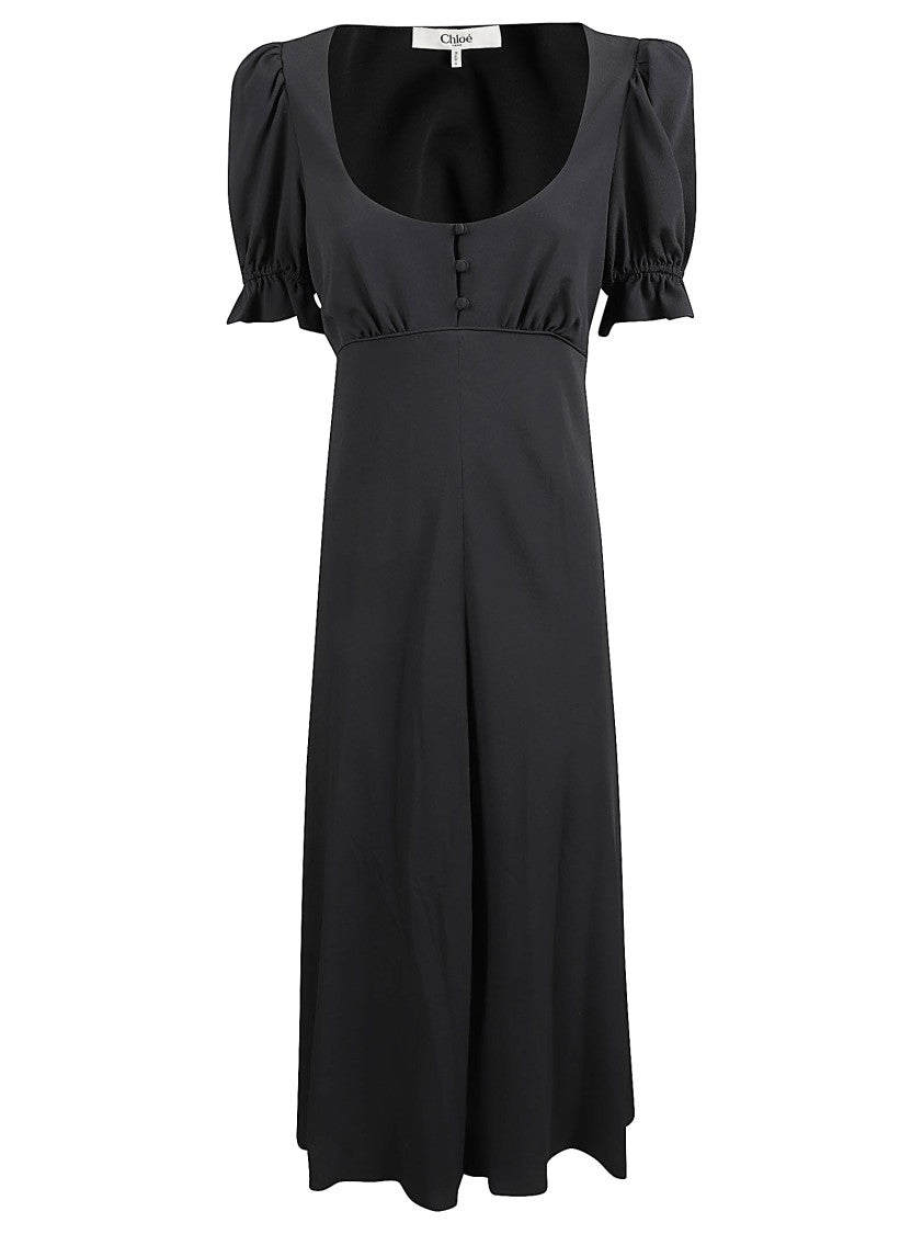 Chloé Midi Dress With Puff Sleeves