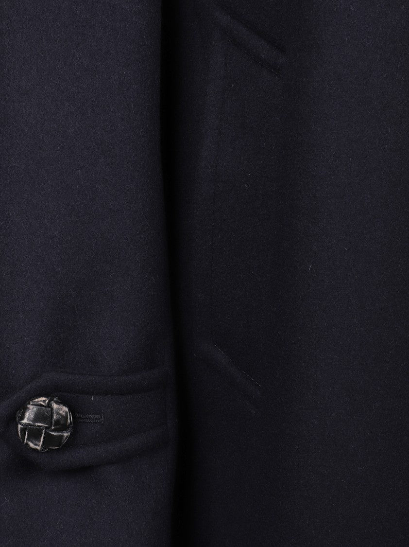 Prada Classic Blue Coat With Collared Neckline