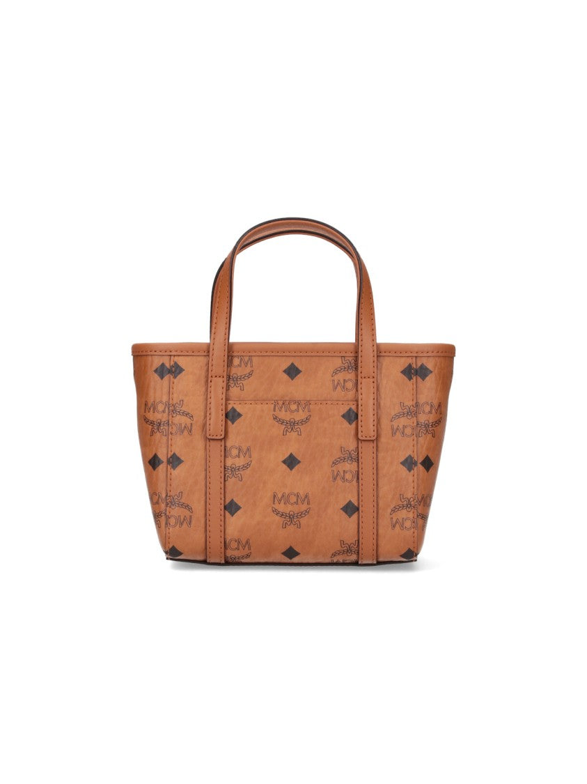 Mcm "Toni Top-Zip" Mini Tote Bag, In Brown "Visetos"