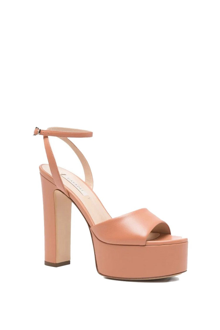 Casadei Pink Leather Platform Ankle-Strap Sandals