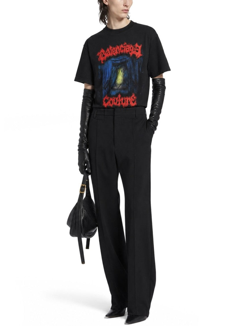 Balenciaga Graphic Print Gothic Cotton T-Shirt