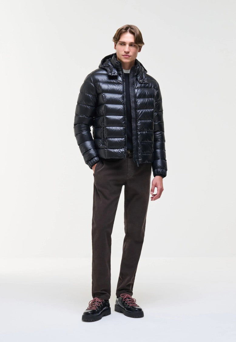 Colmar Quilted Detachable Hood Black Down Jacket